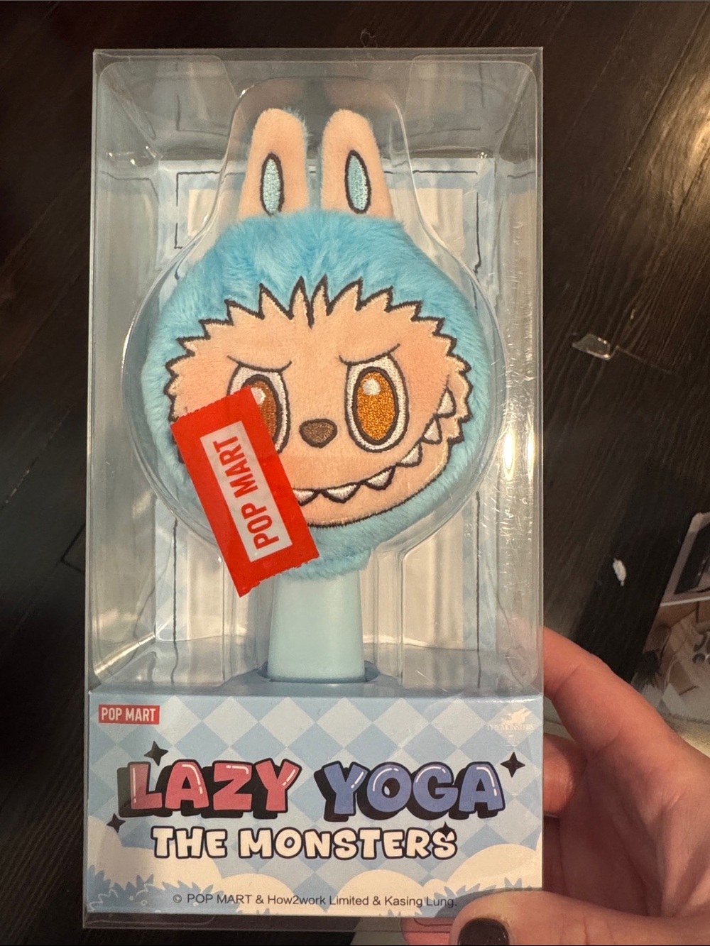 NIB 100% Auth POP MART Lazy Yoga The Monsters Plush Hair Brush - Light Blue